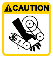 Caution Hand Crush Robot Symbol Sign, Vector Illustration, Isolate On White Background Label .EPS10