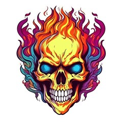 Art illustration skull skull on fire