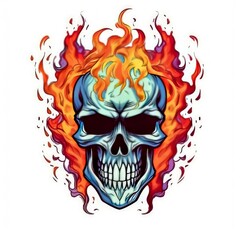 Fototapeta premium Art illustration skull skull on fire