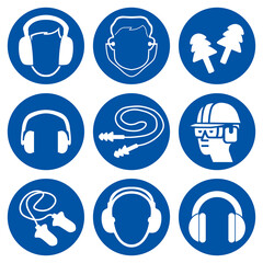 Ear Protection Set Symbol Sign, Vector Illustration, Isolated On White Background Label. EPS10