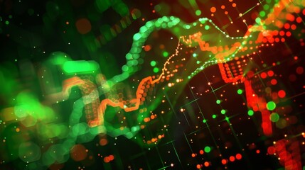 Vibrant green and red charts illuminating the constant ebb and flow of crypto investment values.