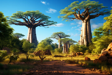 big baobab tree in the forest