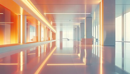 sleek modern office interior with beautiful lighting and reflections minimalist architecture background 3d illustration