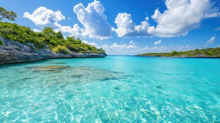 Fototapeta premium Lagoon with clear blue waters under a sunny sky