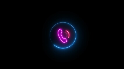 Glowing neon calling icon illustration.