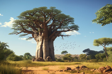big baobab tree in the forest
