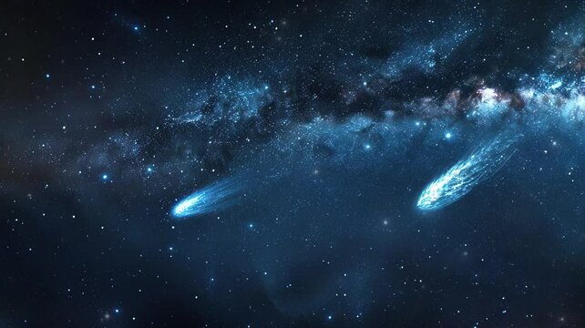 Night sky with stars, milky way, and comet