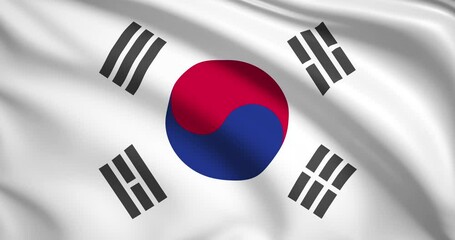 flag of Korea South. Korea South flag background. 4k 60FPS