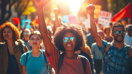 Fototapeta premium Marching for Social Justice and Equality
