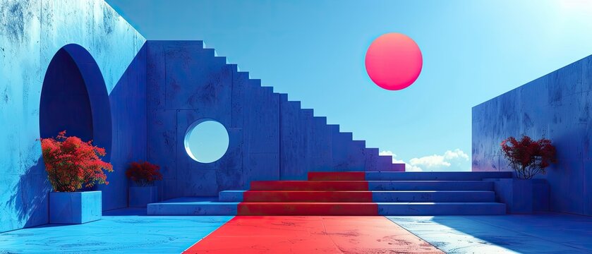 Surreal Geometric Composition: Prism, Pyramid, and Tetrahedron in Vibrant Color Palette - Powered by Adobe