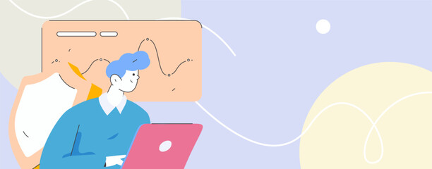 Business network security character flat vector concept operation hand drawn illustration
