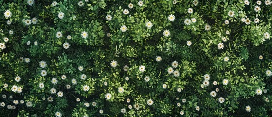 beautiful field of daisies banner with amazing contrast, top view in a full background