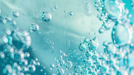 Macro view of effervescent tablet fizzing, vibrant close-up, bubbles, clear water 