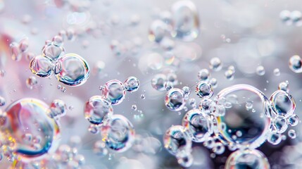 Naklejka premium Macro view of effervescent tablet fizzing, vibrant close-up, bubbles, clear water 