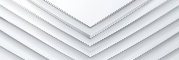 Obraz premium Abstract geometric layered white paper background with clean lines and subtle shadows creating a minimalist design 