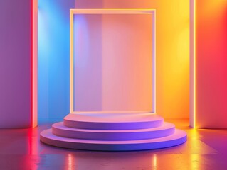 Colorful neon lit stage ready for an electrifying performance