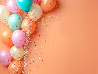 Carnival Atmosphere Fills Minimalist Tangerine Backdrop with Balloons and Streamers