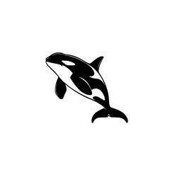 Obraz premium Orca Whale Simple Vector Illustration, Minimalist black and white vector illustration of an orca whale in a clean and simple design.