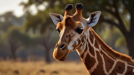 Obraz premium close up wild girrafe in nature with blurr background