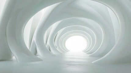 Fototapeta premium Surreal white tunnel beckons toward unknown brilliance
