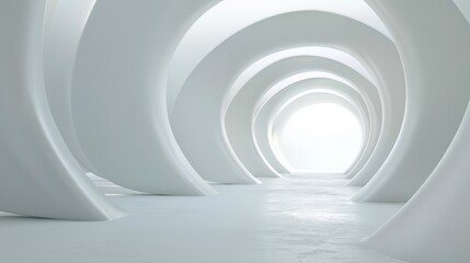 Obraz premium Unknown brilliance awaits beyond surreal white tunnel