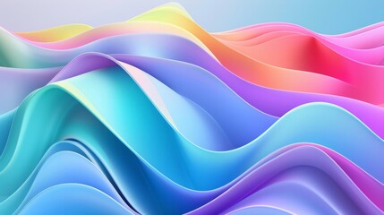 Fototapeta premium Flowing waves carry vibrant gradient colors in motion