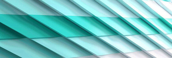 Obraz premium Abstract geometric pattern with teal and white diagonal lines creating a vibrant and modern minimalist design with clean and sharp edges 