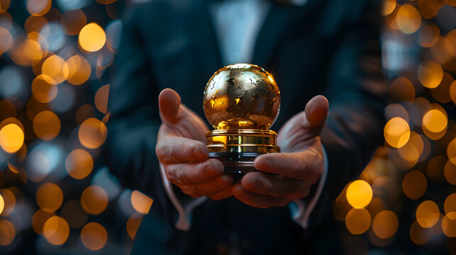Photo realistic: Businessman receiving recognition for professional success   High resolution image highlighting achievement, career growth, and professional accomplishment in busi