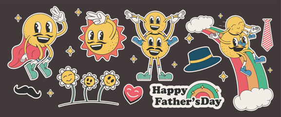 Groovy retro Father's Day element vector