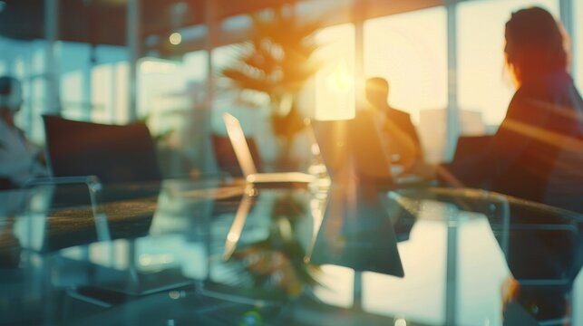 Serenity settles over the business meeting during golden hour