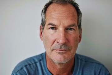 Obraz premium Portrait of a senior man with grey hair and blue eyes.