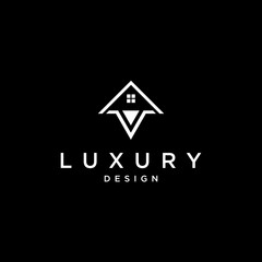luxury letter V logo vector. home initial v icon and roofing business template