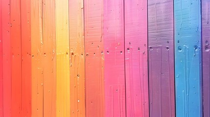 Vibrant Rainbow Gradient Wooden Planks Abstract Background for Decor and Design