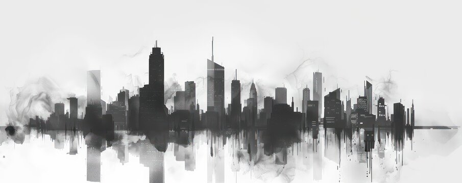 city silhouette in black color with horizontal composition and nice artistic nuance