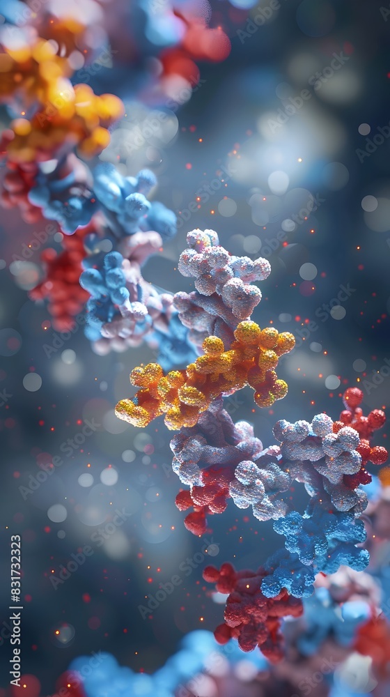 Poster captivating 3d rendered protein folding animation on computer display