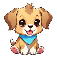 Friendly Puppy Dog Character Sticker with Big Eyes, Wagging Tail, and Playful Smile, Generative AI.