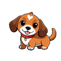 Friendly Puppy Dog Character Sticker with Big Eyes, Wagging Tail, and Playful Smile, Generative AI.