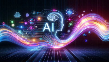 Obraz premium AI visualizing big data with holographic effects
