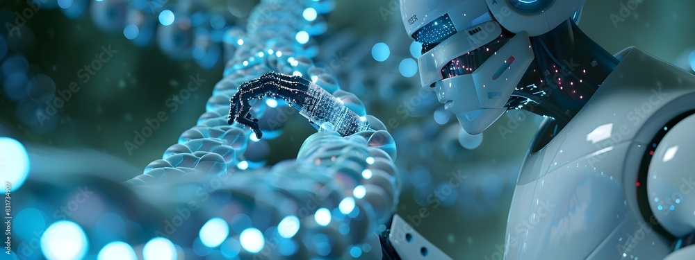 Poster artificial intelligence algorithms analyzing vast biological data in biotech