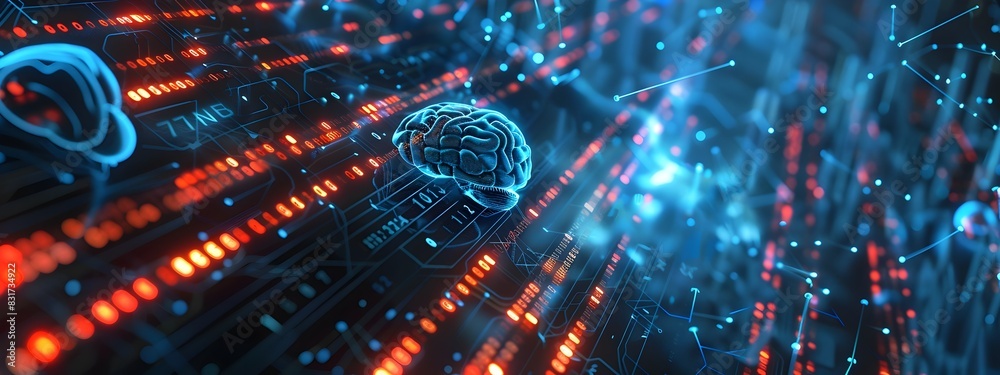 Poster artificial intelligence powering biotech breakthroughs visualizing driven data analysis in