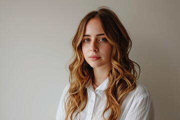 Obraz premium Portrait of a beautiful young woman with freckles on her face