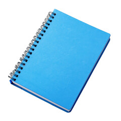 A spiral notebook with a vibrant blue cover isolated on white background
