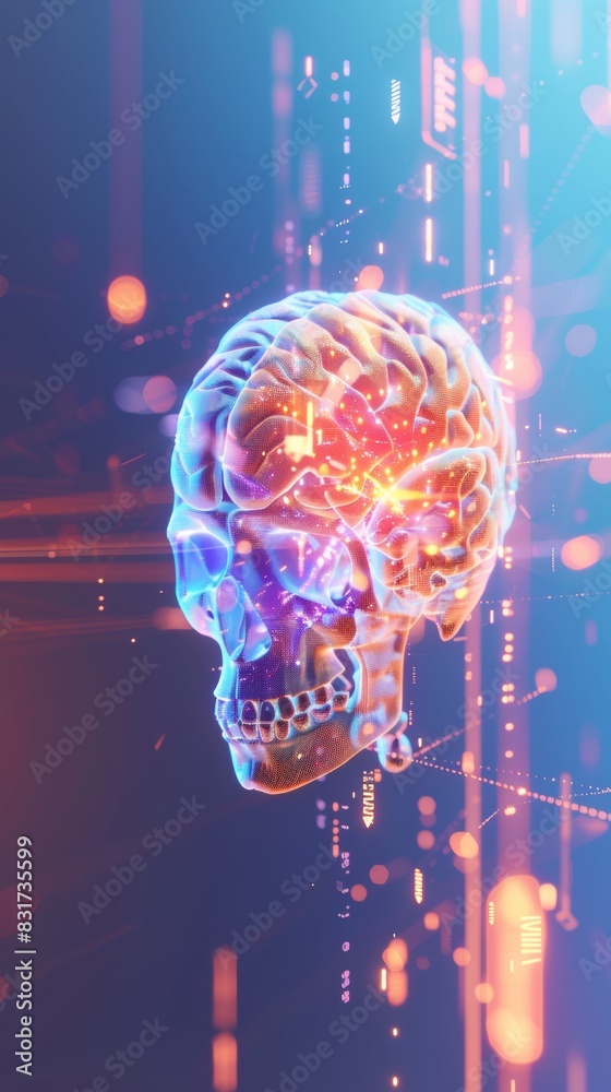 Poster illustration of brain scans and medical data indicating cte diagnosis on abstract background