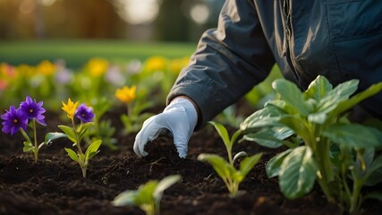 person planting a flower,planting a flower,a person working in field and planting vegetables,investing a vegetable crop