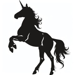 Prancing unicorn silhouette, whimsical yet bold, perfect for a variety of sports teams, especially in community leagues and children,s sports