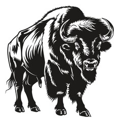 Obraz premium Sturdy buffalo stance silhouette, crafted for resilient sports team branding, ideal for football team jerseys and fan gear