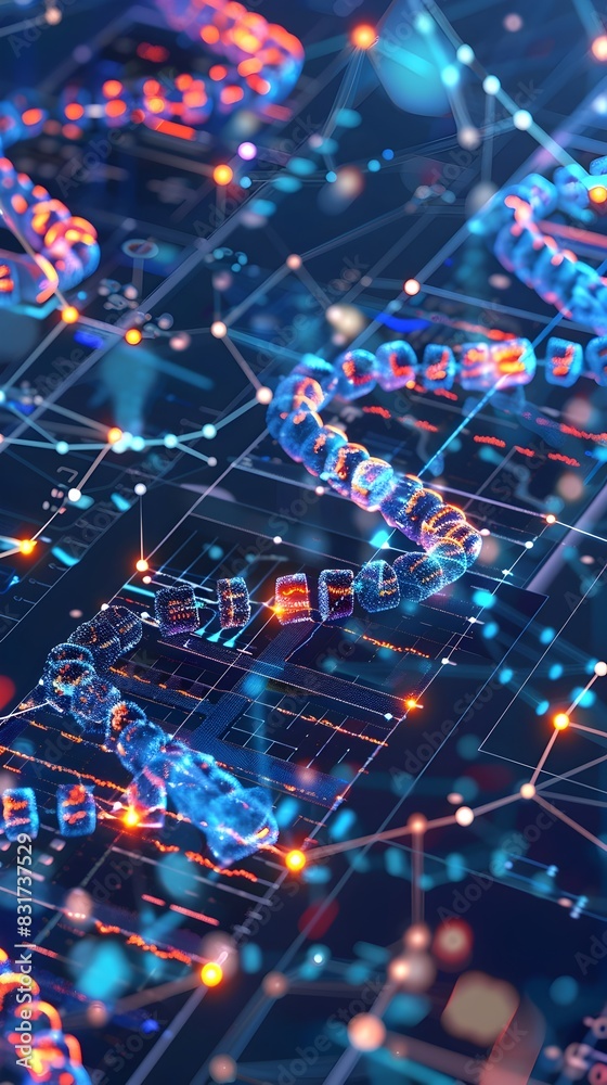 Poster intricate bioinformatics pipelines visualizing genetic data and molecular insights