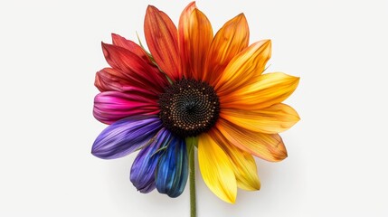 Vibrant 3D Multicolored Sunflower Illustration Celebrating Pride Month on White Background