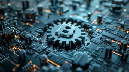 A metallic 3D rendering of a digital gear symbolizing the strength and reliability of a wellbuilt crypto exchange.