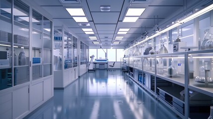 Fototapeta premium Cutting Edge Biolab Workspace Equipped for Sensitive Research and Discoveries